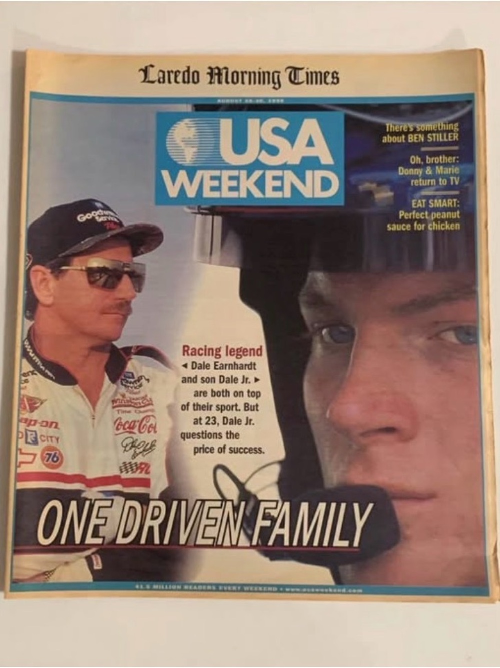 Vintage USA Weekend “One Driven Family” Dale Earnhardt IssueAugust 1998 Newpaper